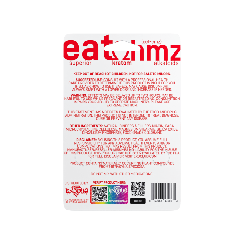 Eat Ohmz 110H supplement bottle backside