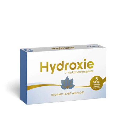 HYDROXIE 30MG CHEWABLE TABLETS - 7-HYDROXYMITRAGYNINE on white packet.