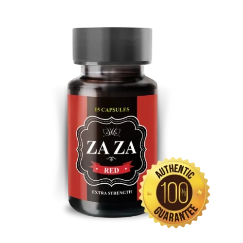 zaza red capsules in a red labeled jar